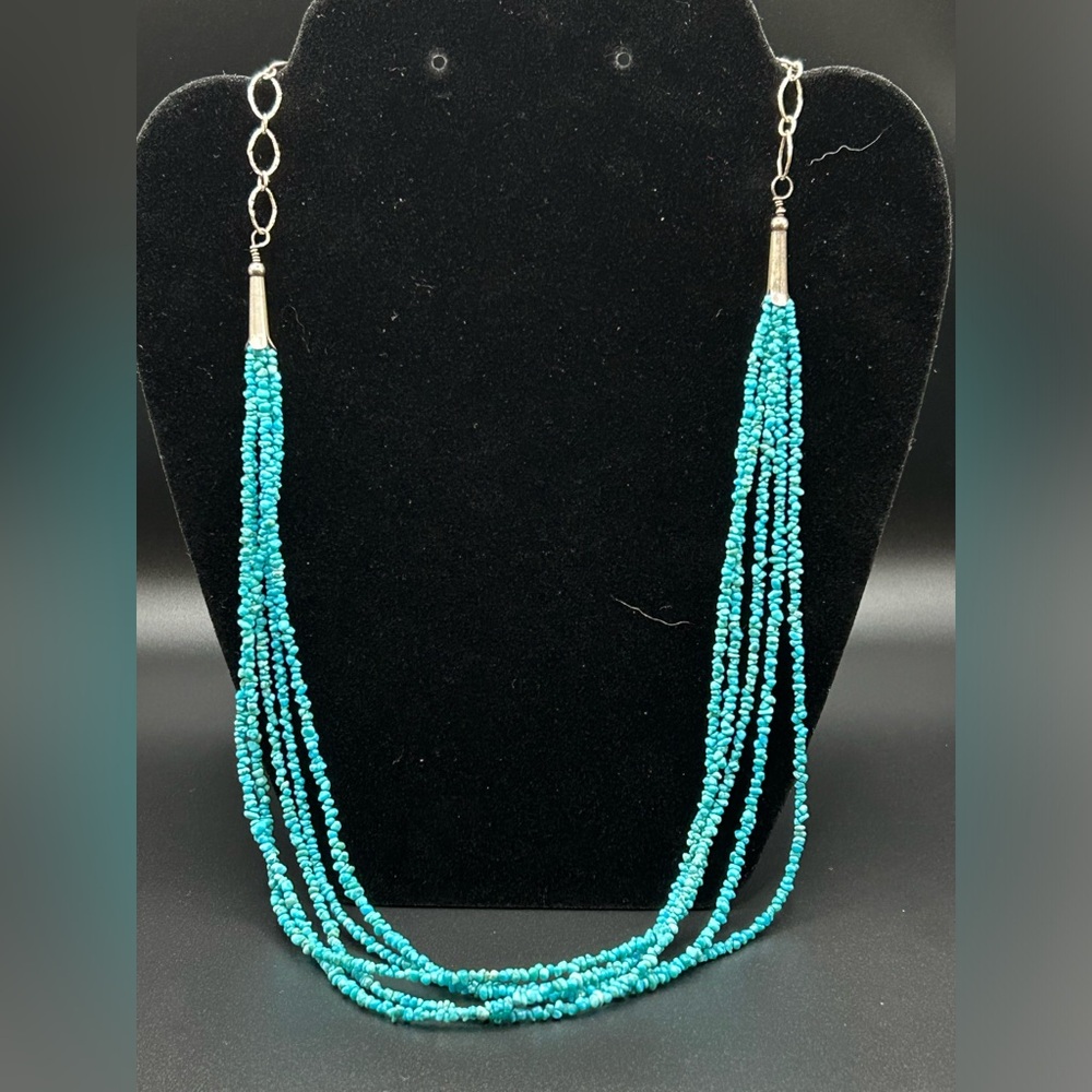 Five strand blue Kingman turquoise necklace